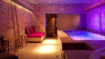 Sauna, hot tub, body treatments, hot stone massages