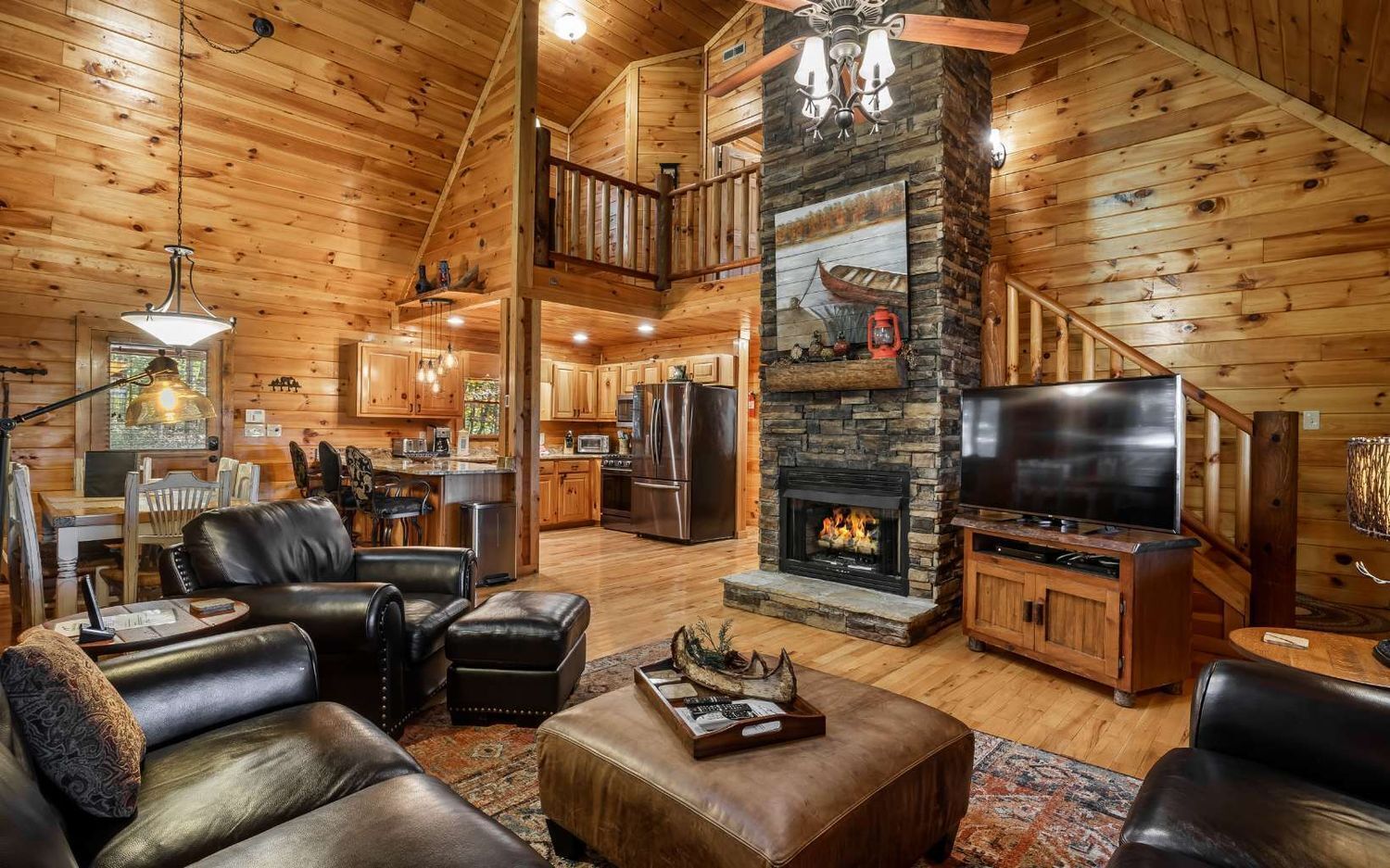 Smart TV, lareira, DVD player, pebolim