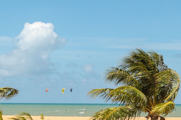 On the beach, white sand