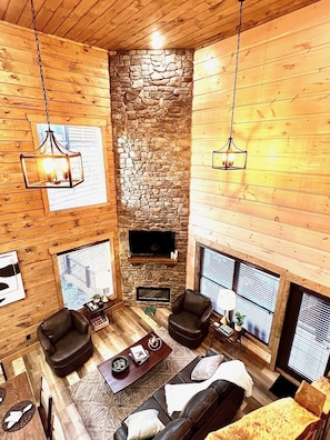 Smart TV, fireplace, video games, foosball