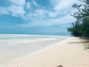 Enjoy a serene beach experience with fine sand and a clear view.