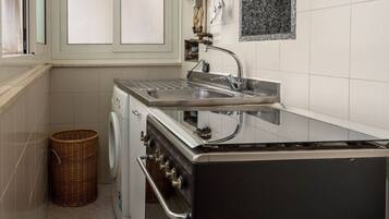 Fridge, oven, stovetop, cookware/dishes/utensils