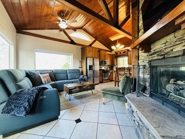 Smart TV, fireplace, video games