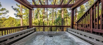 A playful cabin nestled above the tall pines