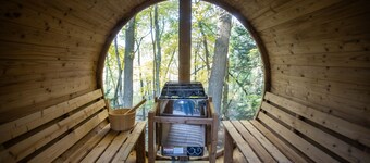 Modern Aframe with River Views, Sauna, Hot Tub