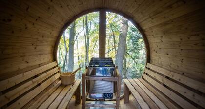 Modern Aframe with River Views, Sauna, Hot Tub