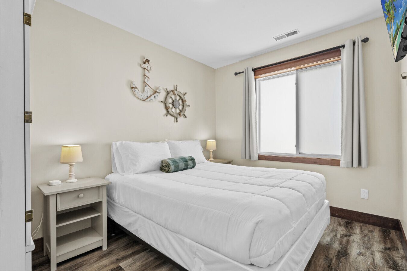 1 bedroom, desk, iron/ironing board, travel crib