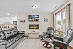 Smart-tv, eldstad och tv-spel