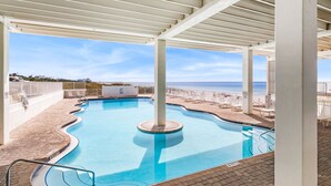 A swimming pool with a view of the beach and ocean. - FREE Beach Service!  Endless View 702 - New Listing (Panama City Beach)