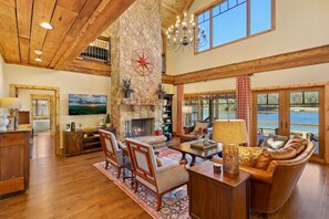 Smart TV, fireplace, foosball