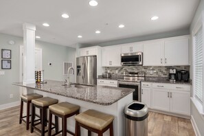 Fridge, microwave, oven, stovetop - Cape Lookout Cottage: Pet Friendly, Semi-Oceanfront, Hot Tub and Community Pool! (Nags Head)