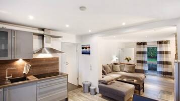 Fernseher, Kamin, Tischtennisplatte, Stereoanlage