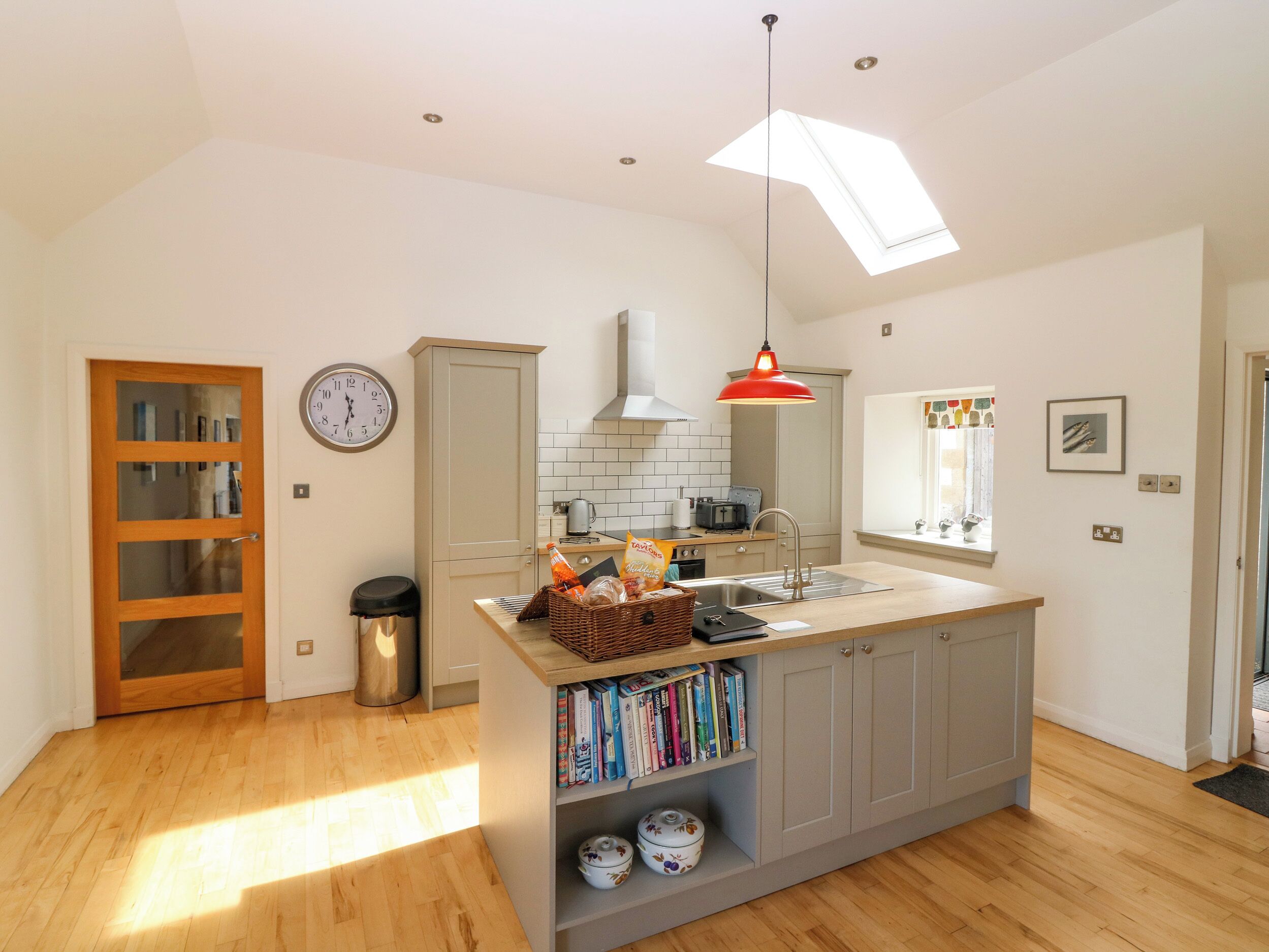 Fridge, dishwasher, electric kettle, toaster