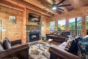 Smart TV, fireplace, video games