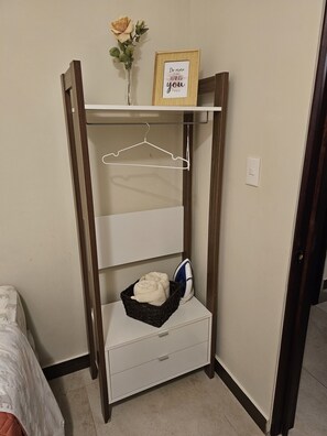 1 bedroom, iron/ironing board, bed sheets