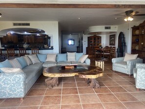 Living area - Breathtaking ocean view, open space condo with private beach in Riviera Maya (uerto Aventuras,)