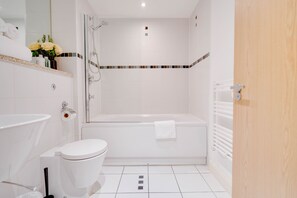 Eco-friendly toiletries, hair dryer, towels, soap