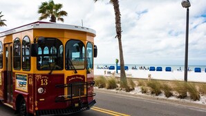 A vintage trolley with the number 13, parked on a beachside road. - 1st Floor Condo,  $85 OctNovDec. Sleeps 4. renovated.
The Avalon at Clearwater

 (Clearwater)