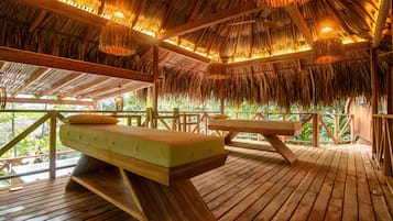 Hot tub, mud baths, aromatherapy, hot stone massages