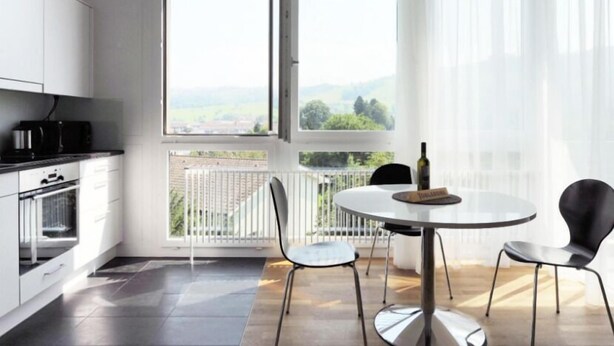 City Apartment | Private kitchen | Fridge, microwave, oven, stovetop - Nest - Baarerstrasse 82 (Zug)