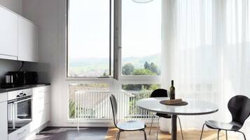 City Apartment | Private kitchen | Fridge, microwave, oven, stovetop