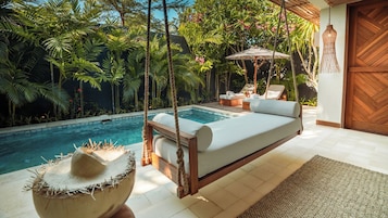 Vila, 1 quarto, piscina particular | 1 quarto, roupas de cama de algodão egípcio, roupas de cama premium