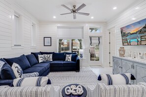 Smart TV, DVD player, books, video library