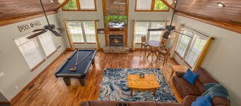 Lakefront with private dock and fire pit