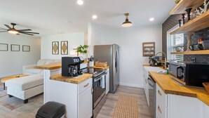 Coffee/tea maker, fridge, microwave, oven - Bayou Beach Vibes: *Canal view *Central location *Updated condo (Anna Maria)