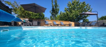 Two gites located side by side in a medieval village with heated pool sleeps 7/8