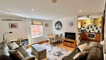 TV, DVD player, books
