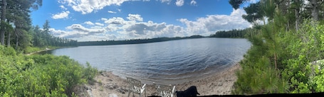 Sun loungers. 900 sq/ft off-grid cabin nestled on Upper Cranberry Lake. Pet Friendly!