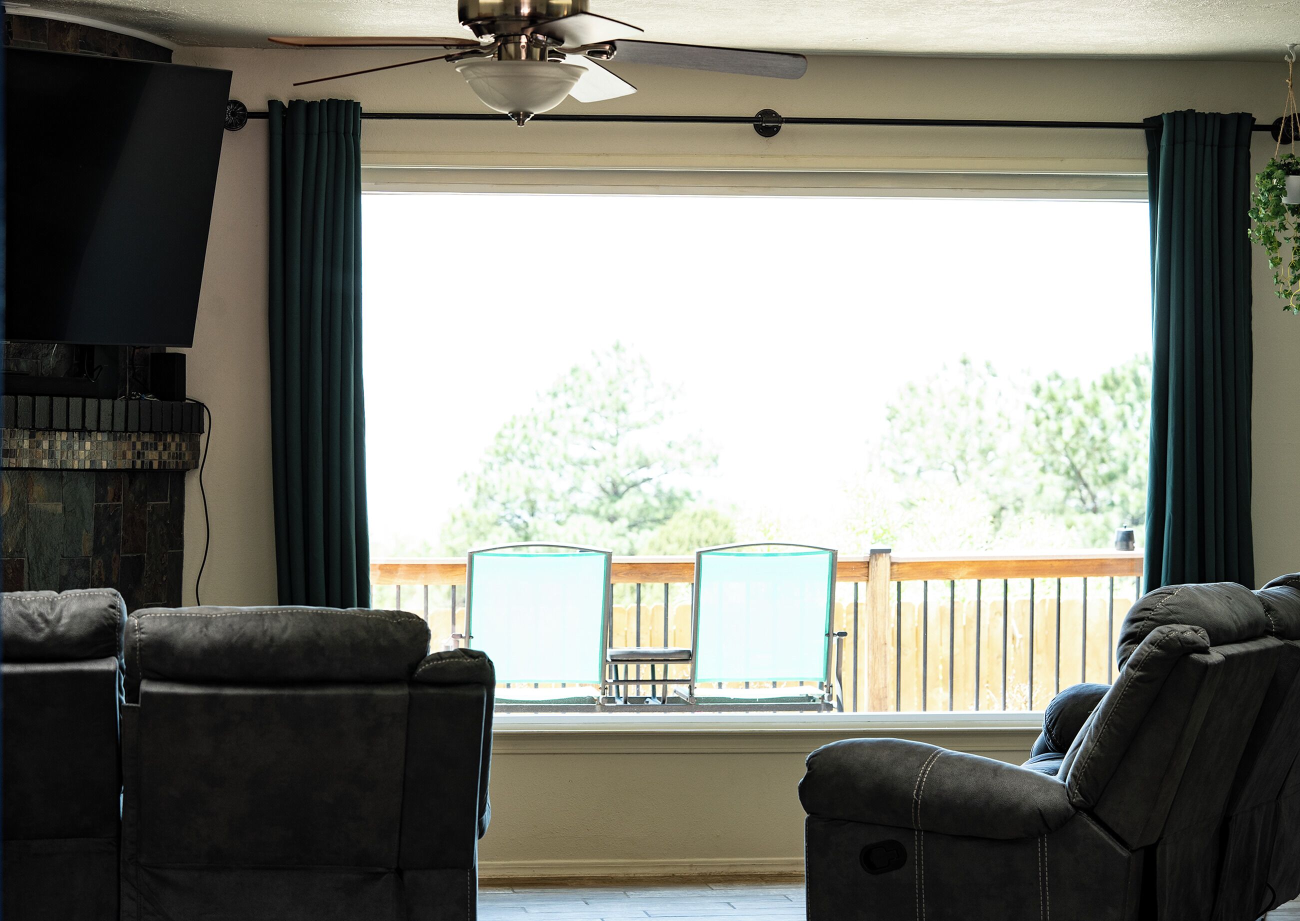 Smart TV, fireplace, video games, books