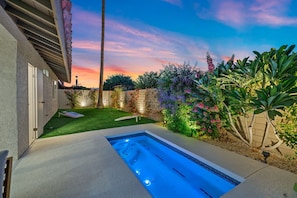 Outdoor pool, a heated pool - Lush Chic Living Private Backyard Heated Saltwater Pool (Indio)