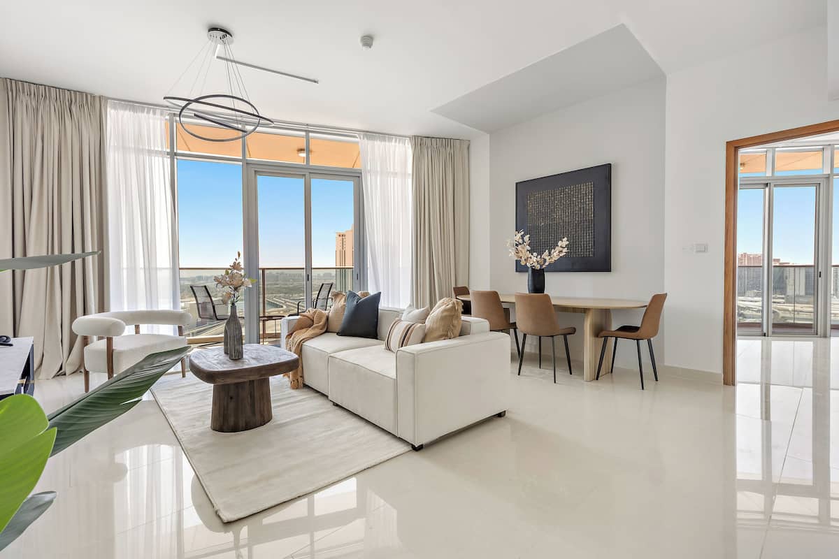 Family Apartment | Living area | 50-inch Smart TV with digital channels