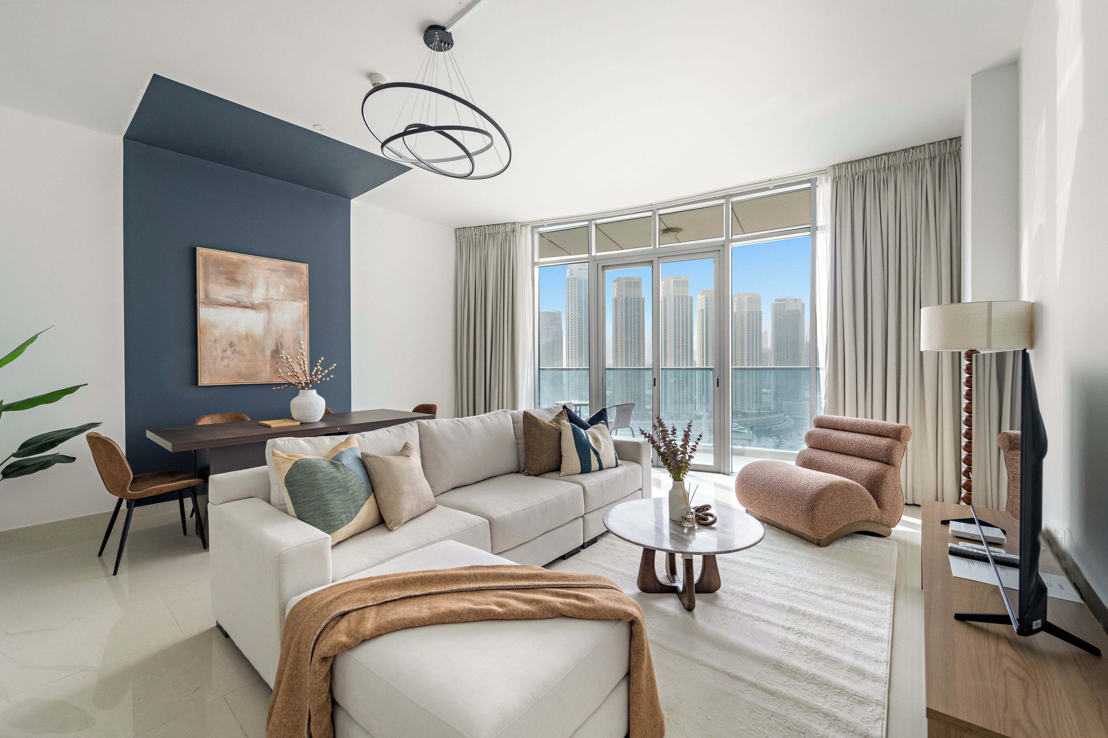 Family Apartment | Living area | 50-inch Smart TV with digital channels