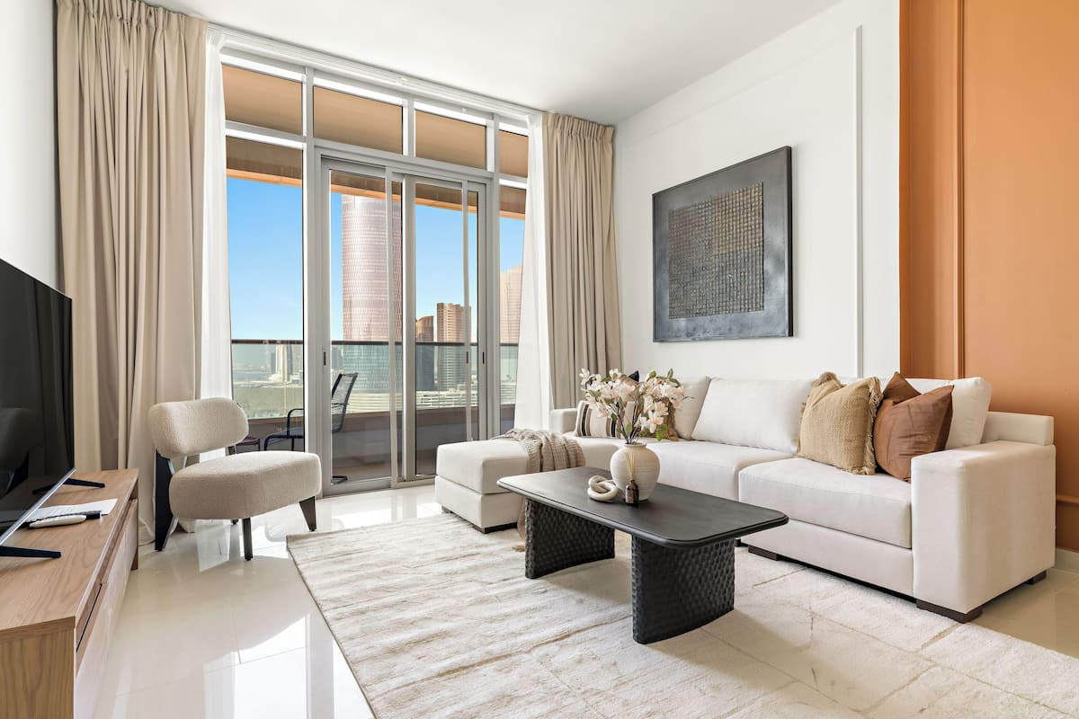 City Apartment | Living area | 50-inch Smart TV with digital channels