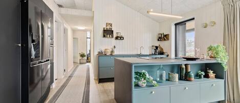 Fridge, dishwasher, coffee/tea maker