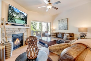 Smart TV, fireplace, video games, video library