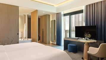 Deluxe Twin Room, 2 Twin Beds - Complimentary Lagoon Access | Living area | 52-inch LCD TV with digital channels, pay movies