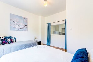 2 bedrooms, iron/ironing board, travel crib, free WiFi
