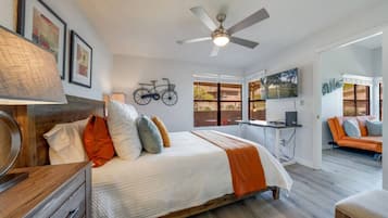 2 bedrooms, desk, iron/ironing board, travel crib