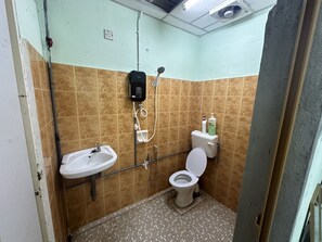 Shower, towels, toilet paper