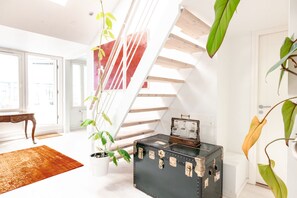 Deluxe Apartment | Living area | 36-inch flat-screen TV with cable channels - 2ndhomes 2BR Penthouse w Terrace&Sauna (Helsinki)