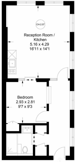 Floor plan - Designer 1BR Soho Apt | AC | Heart of West End (London)