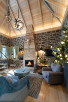 Luxury Chalet | Living area | 30-inch Smart TV with digital channels, fireplace