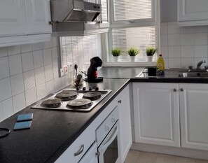 Fridge, microwave, stovetop, toaster