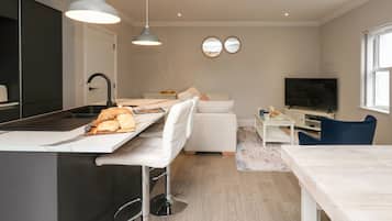 Fridge, dishwasher, electric kettle, toaster