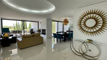 TV, fireplace, foosball, table tennis