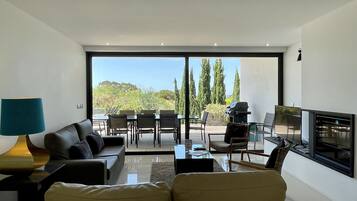 TV, fireplace, foosball, table tennis